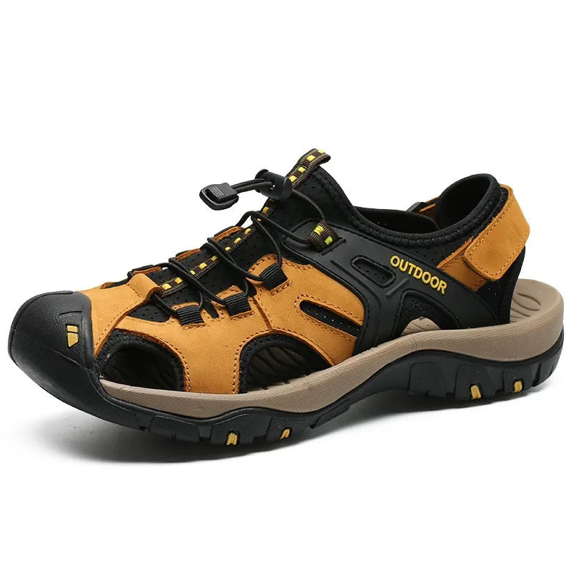 Men's Handmade Genuine Leather Sandals – Outdoor Non-Slip Beach Sandals for Men