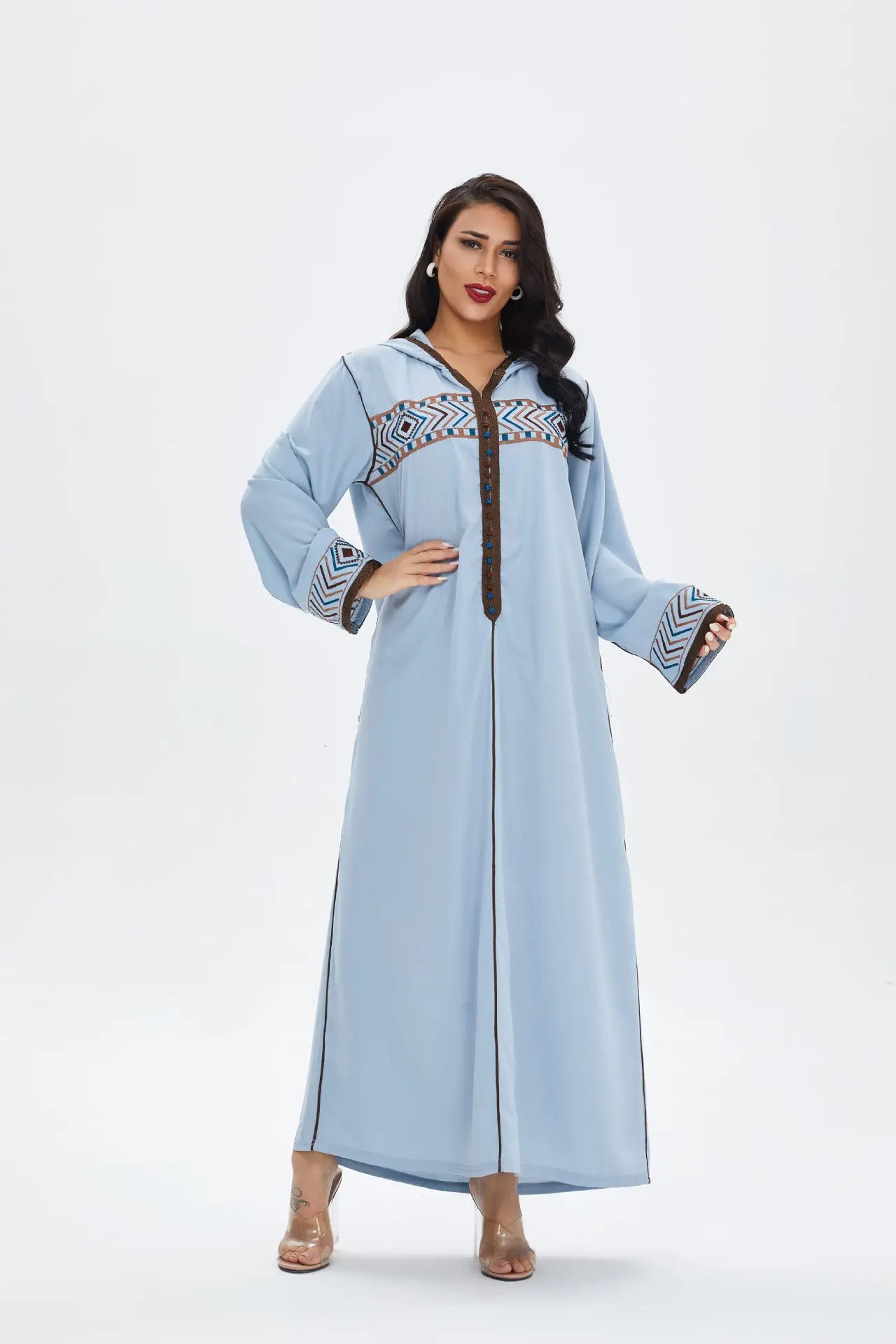 Elegante türkische Kapuzen-Abaya für Damen | Marokkanischer Kaftan und islamisches Hijab-Kleid