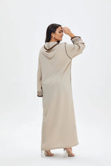 Elegante türkische Kapuzen-Abaya für Damen | Marokkanischer Kaftan und islamisches Hijab-Kleid