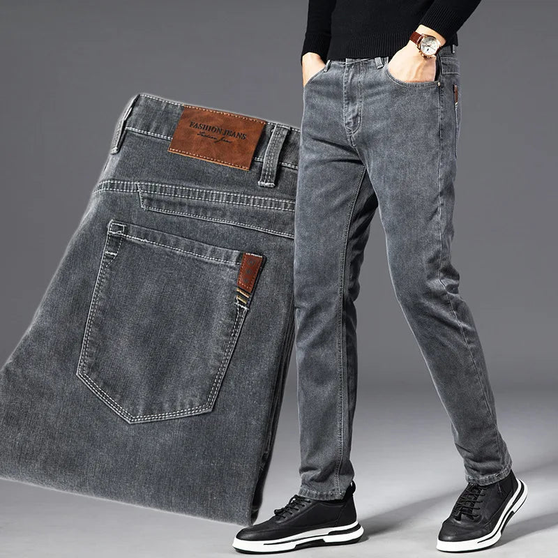 Men’s Regular Fit Classic Straight Leg Denim Stretch Jeans