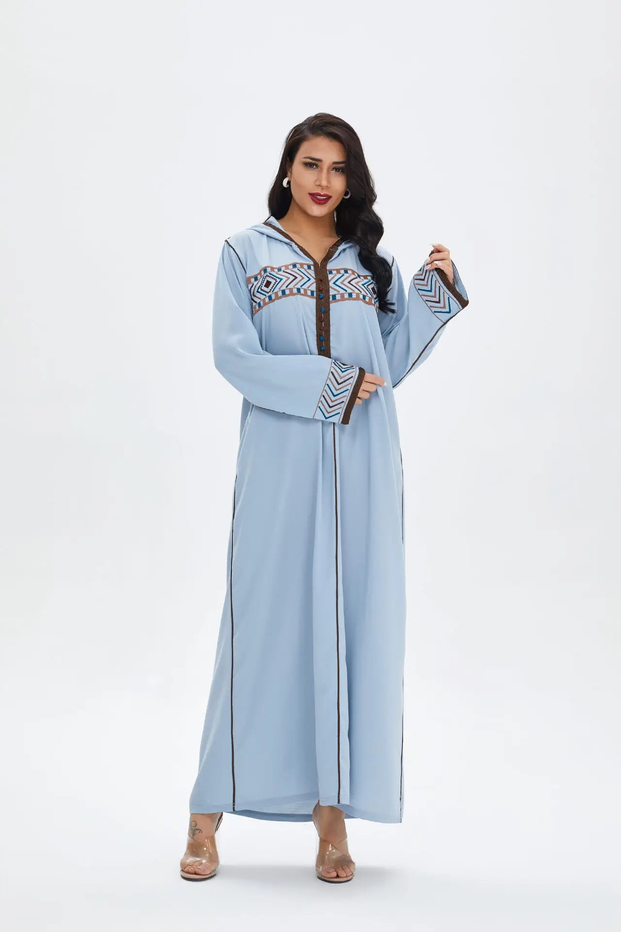 Elegante türkische Kapuzen-Abaya für Damen | Marokkanischer Kaftan und islamisches Hijab-Kleid