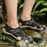 Men's Handmade Genuine Leather Sandals – Outdoor Non-Slip Beach Sandals for Men