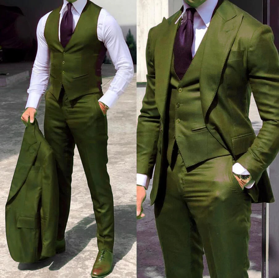 Elegante 3-teiliger Hochzeits-Smoking für Herren – Slim Fit Bräutigam-Anzug