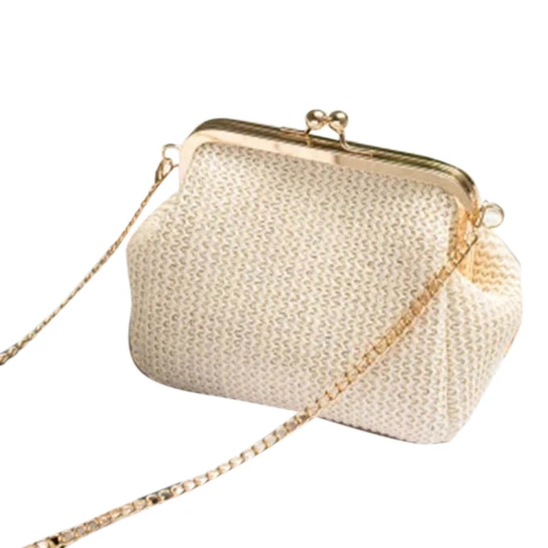 Natural Rattan Boho Crossbody Bag | Small Straw Beach Messenger for Women