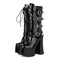 Women’s Patent Leather 15cm High Square Heel Chunky Platform Boots
