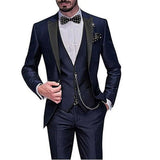Herren 3-teiliger Slim Fit Anzug – Gentleman Hochzeits-Smoking, Reverskragen Bräutigam Terno Set