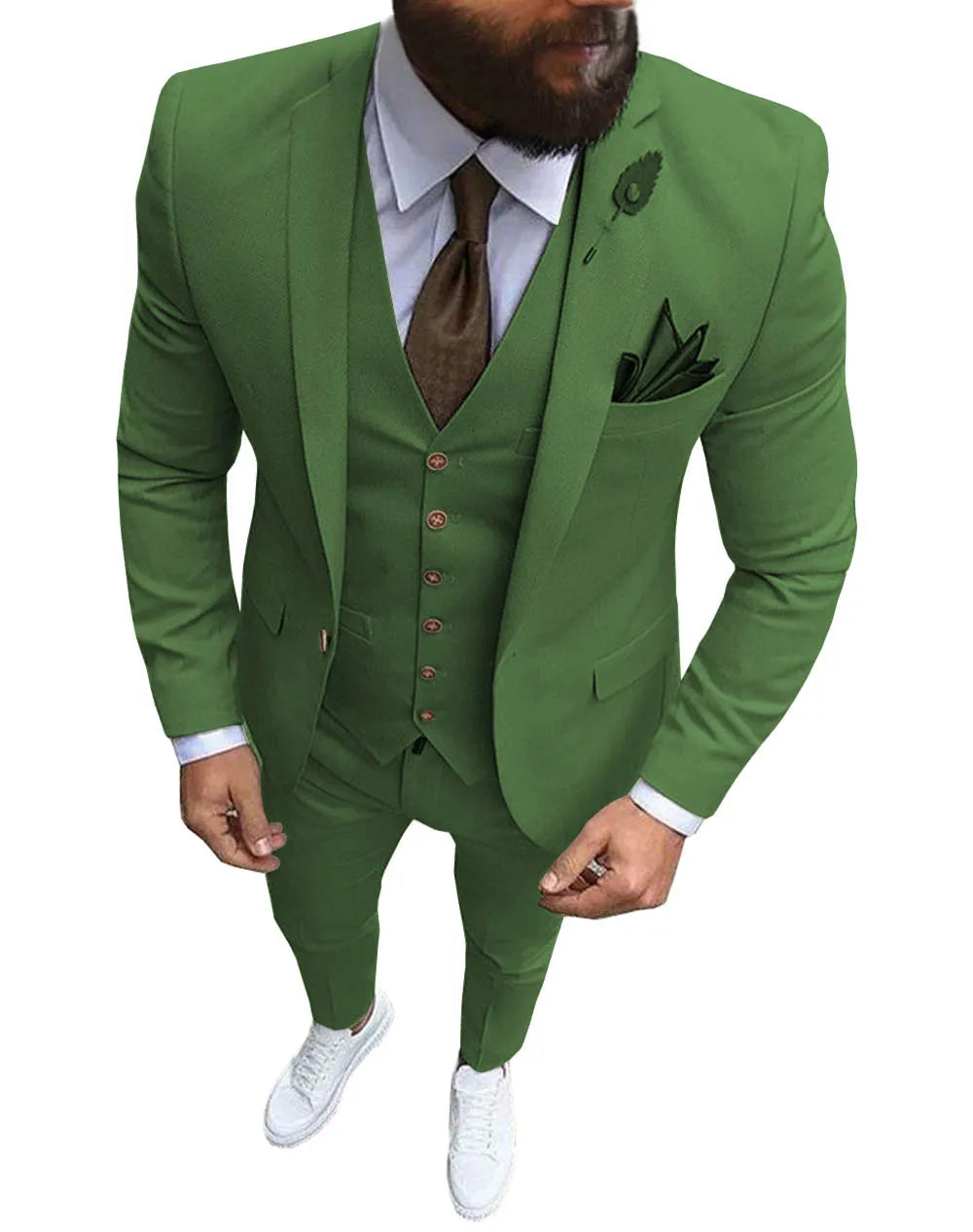 Herren 3-teiliger Slim Fit Anzug – Formeller Business-Smoking mit fallendem Revers, Hochzeits-Trauzeugen-Blazer, Weste & Hose Set für Herren