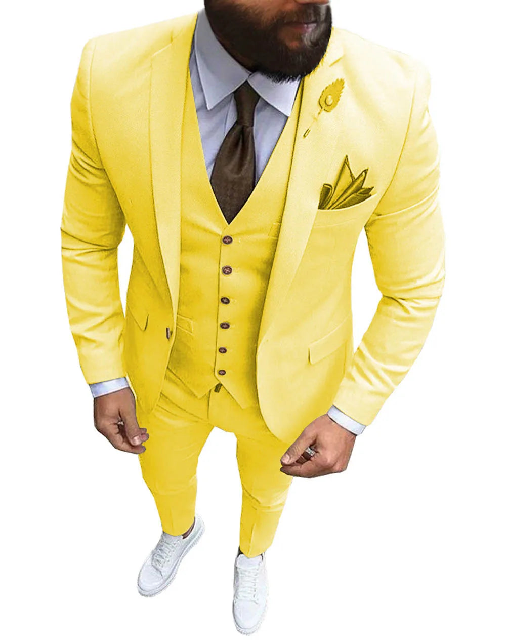 Herren 3-teiliger Slim Fit Anzug – Formeller Business-Smoking mit fallendem Revers, Hochzeits-Trauzeugen-Blazer, Weste & Hose Set für Herren