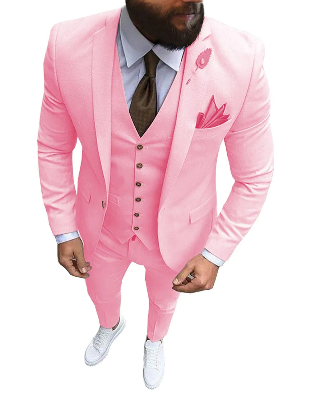 Herren 3-teiliger Slim Fit Anzug – Formeller Business-Smoking mit fallendem Revers, Hochzeits-Trauzeugen-Blazer, Weste & Hose Set für Herren