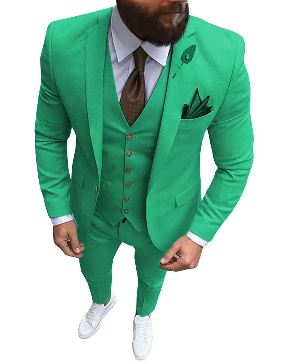 Herren 3-teiliger Slim Fit Anzug – Formeller Business-Smoking mit fallendem Revers, Hochzeits-Trauzeugen-Blazer, Weste & Hose Set für Herren