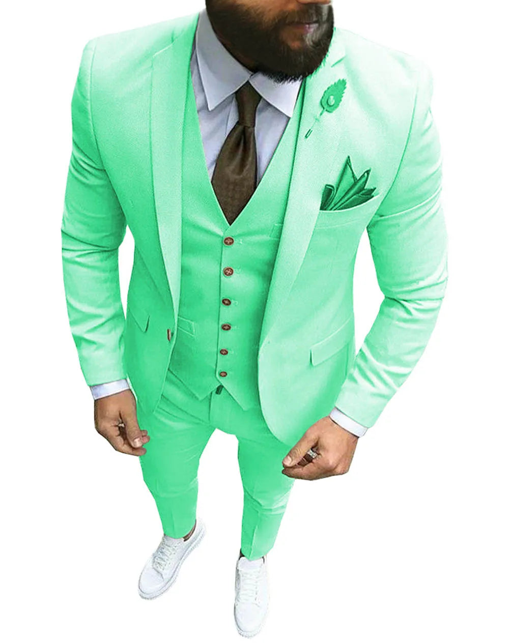 Herren 3-teiliger Slim Fit Anzug – Formeller Business-Smoking mit fallendem Revers, Hochzeits-Trauzeugen-Blazer, Weste & Hose Set für Herren