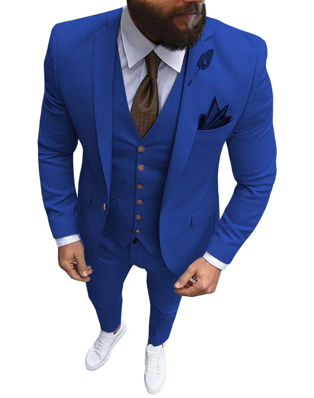 Herren 3-teiliger Slim Fit Anzug – Formeller Business-Smoking mit fallendem Revers, Hochzeits-Trauzeugen-Blazer, Weste & Hose Set für Herren