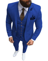 Herren 3-teiliger Slim Fit Anzug – Formeller Business-Smoking mit fallendem Revers, Hochzeits-Trauzeugen-Blazer, Weste & Hose Set für Herren