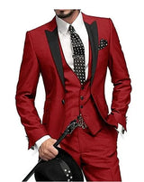 Herren 3-teiliger Slim Fit Anzug – Gentleman Hochzeits-Smoking, Reverskragen Bräutigam Terno Set
