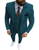 Herren 3-teiliger Slim Fit Anzug – Formeller Business-Smoking mit fallendem Revers, Hochzeits-Trauzeugen-Blazer, Weste & Hose Set für Herren