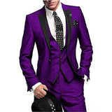 Herren 3-teiliger Slim Fit Anzug – Gentleman Hochzeits-Smoking, Reverskragen Bräutigam Terno Set