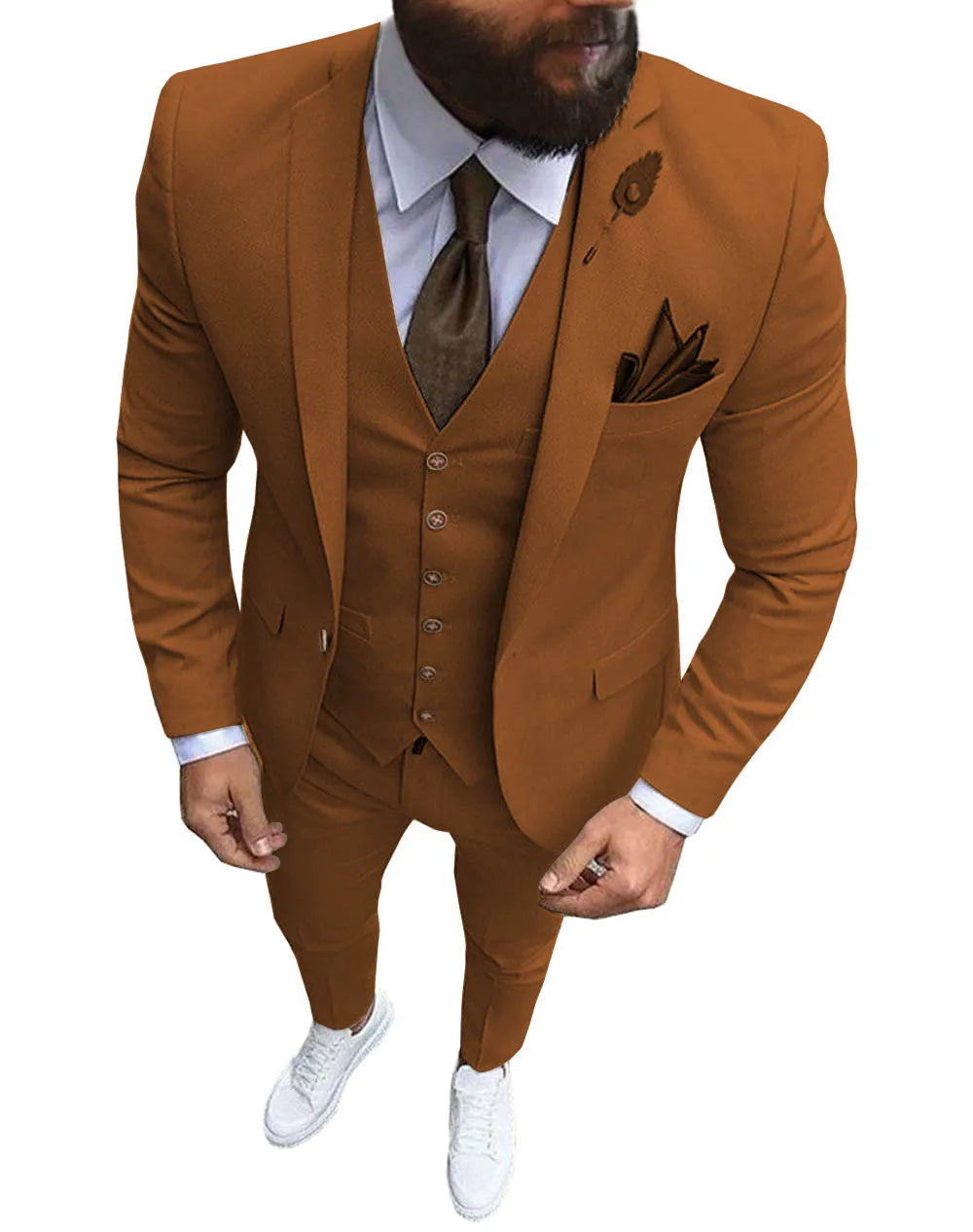 Herren 3-teiliger Slim Fit Anzug – Formeller Business-Smoking mit fallendem Revers, Hochzeits-Trauzeugen-Blazer, Weste & Hose Set für Herren