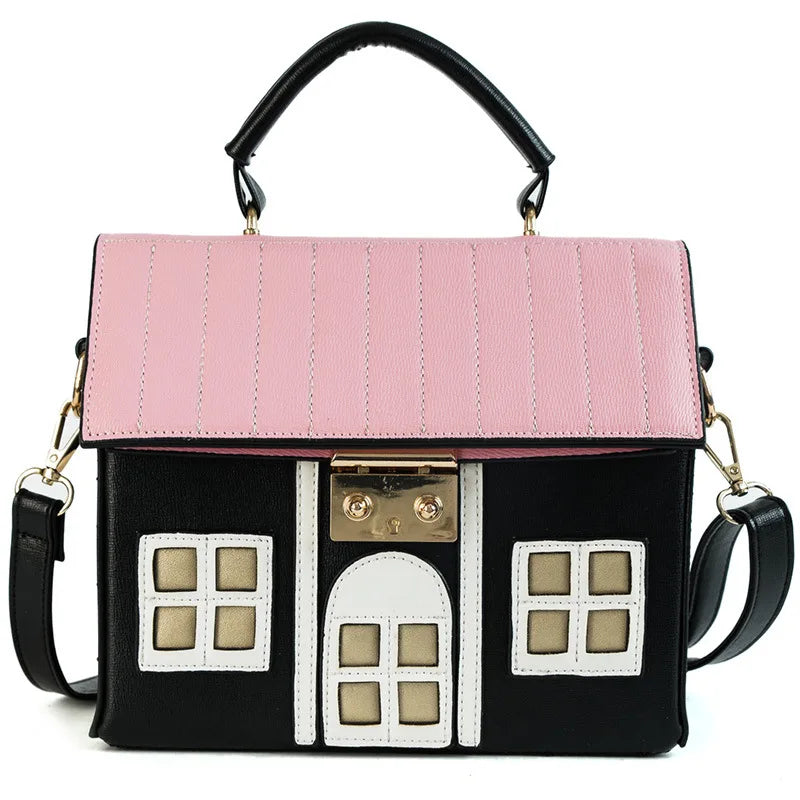 Creative House-Shaped Leather Handbag | Funny Personality Crossbody Bag