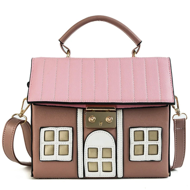 Creative House-Shaped Leather Handbag | Funny Personality Crossbody Bag
