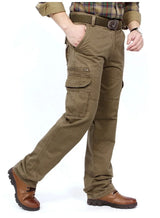 Herren Cargohose aus reiner Baumwolle mit mehreren Taschen, weitem Schnitt