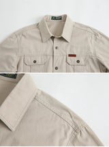 Men’s Pure Cotton Loose Fit Long Sleeve Tooling Cargo Shirt