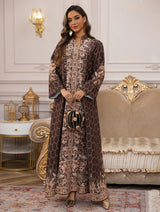 The "Mosaic Diamond" Gown – Signature Printed Dubai Abaya – Boutique Morocco Style Kaftan