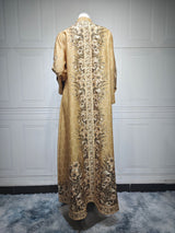 The "Mosaic Diamond" Gown – Signature Printed Dubai Abaya – Boutique Morocco Style Kaftan