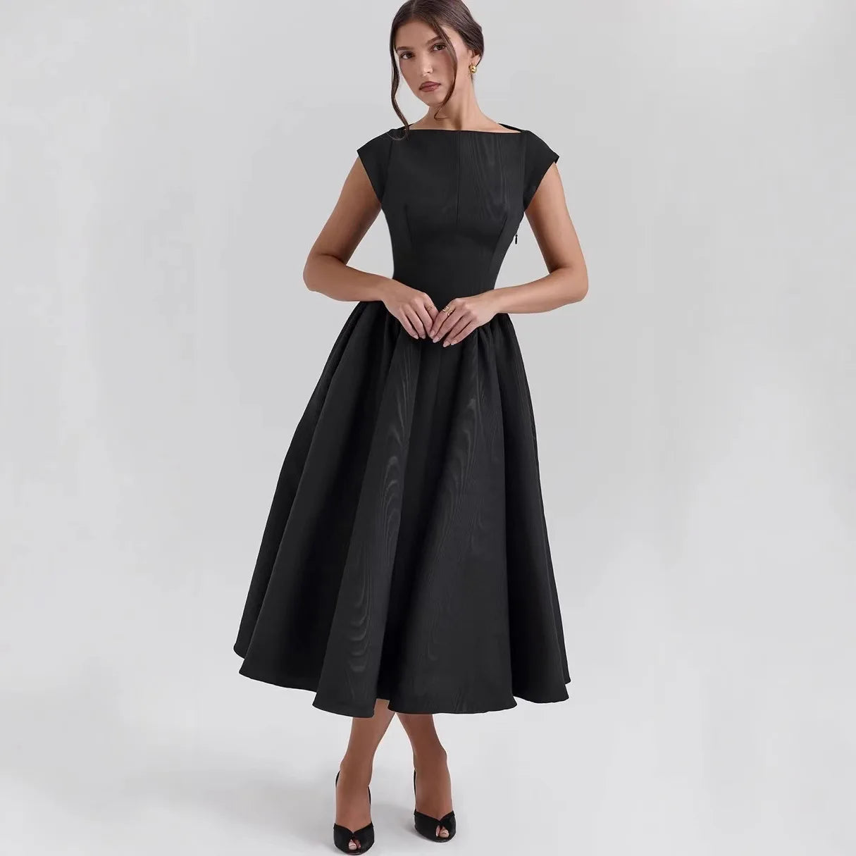 Women's French Style Backless Midi Dress