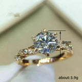 Luxus Moissanit Paarringe – 18K vergoldeter Edelstahl Twist Ring für Frauen
