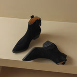 Women’s Pointed Toe Western Cowboy Boots – Genuine Leather Ankle Boots