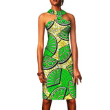 Ärmelloses Ankara Bodycon Sommer Mini-Kleid im afrikanischen Stil für Damen