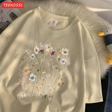 Beautiful Flower Clusters Cotton T-Shirt - Women's Floral Graphic Tee