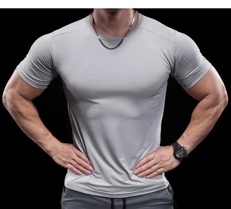 Men’s High-Elastic Running T-Shirt | Quick-Drying Gym Fitness Training Top