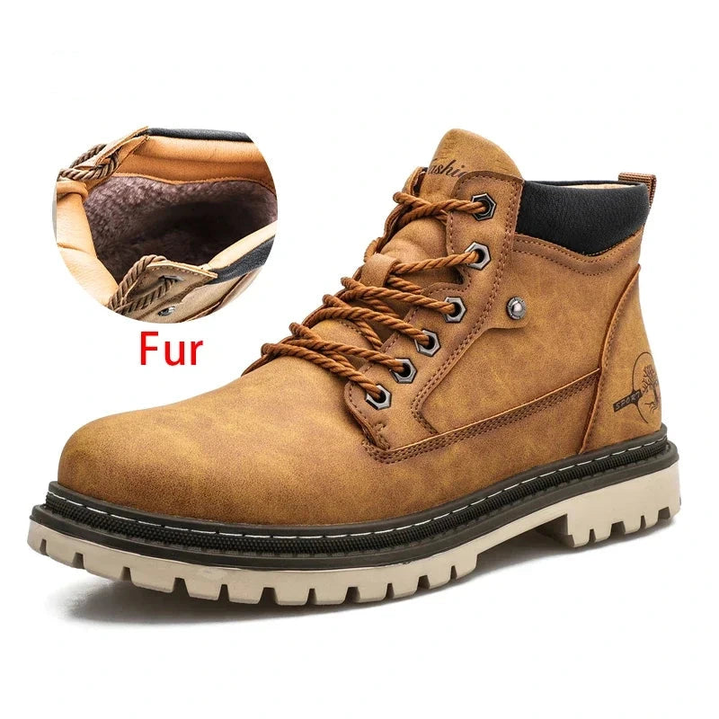 The Heritage Craftsman: Herren Retro Warme Arbeitsstiefel – Winterstiefel im Vintage-Stil mit Fellfutter