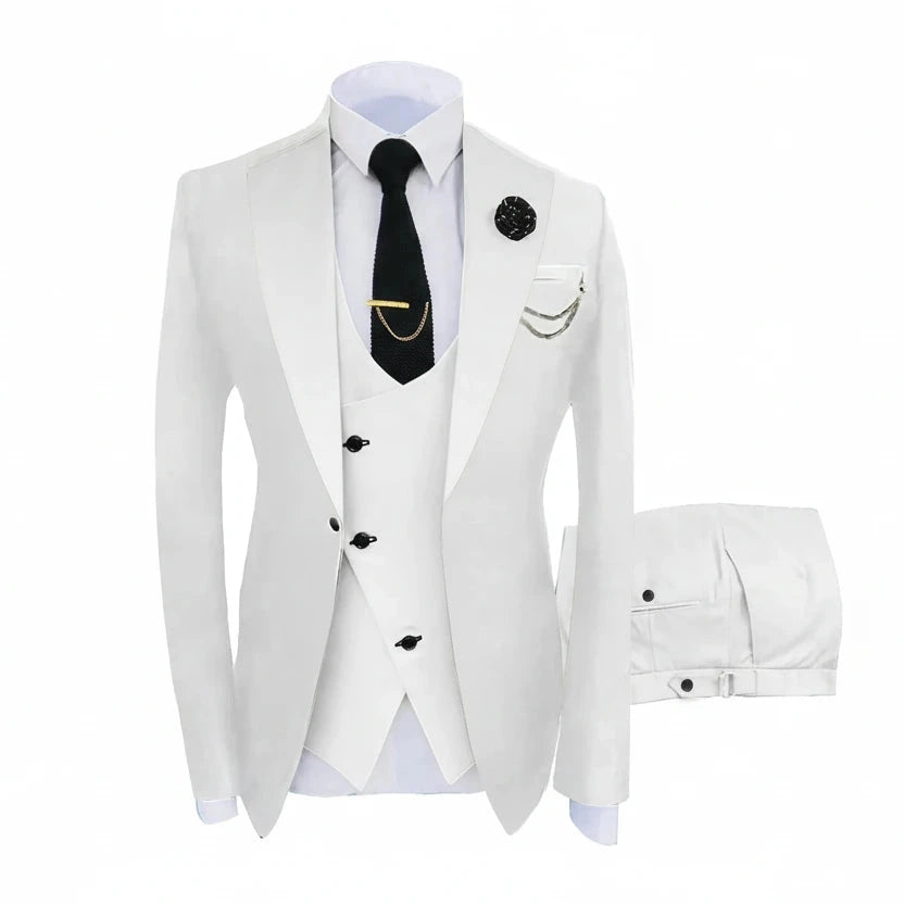 Herren 3-teiliger High-End-Anzug – Casual Business & formeller Gesellschaftsanzug