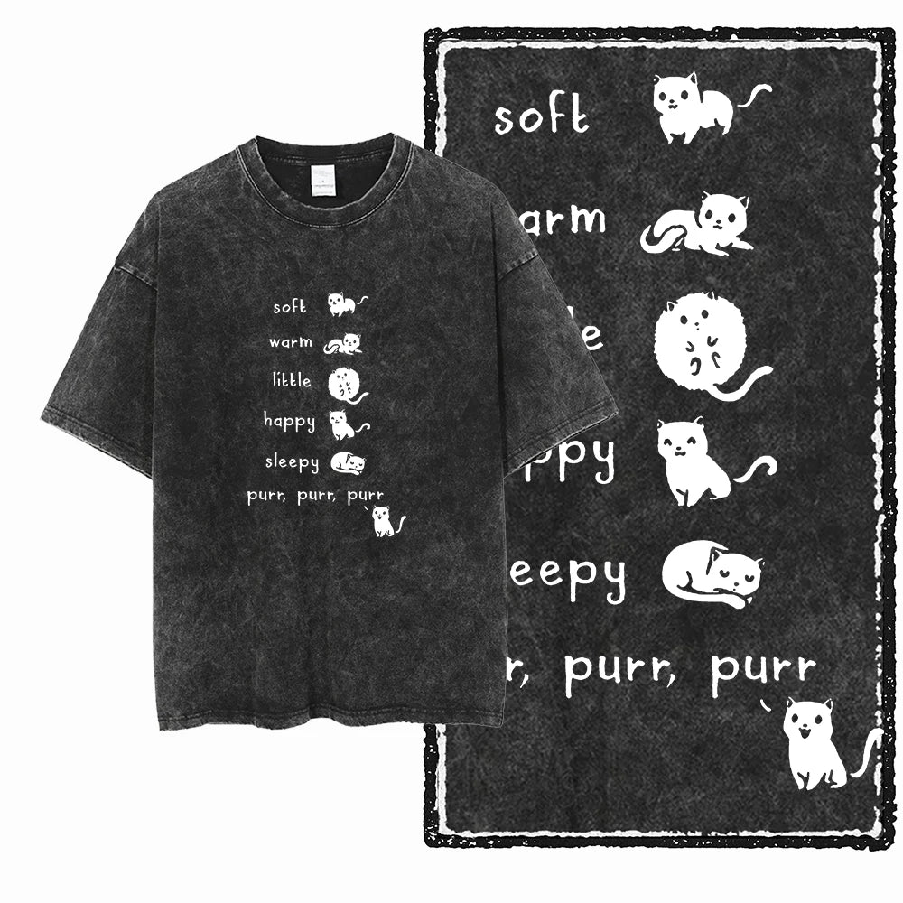 Acid Washed Cat Graphic T-Shirt | Unisex Exclusive Streetwear Tee