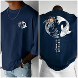 Japanischer Koi-Fisch Harajuku T-Shirt – 100% reine Baumwolle Herren Streetwear – Y2K Retro Grafik T-Shirt