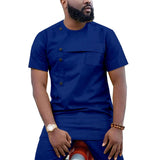 African Short Sleeve Dashiki Shirt and Pants Outfit Men’s 2-Piece Ankara Set
