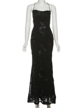Sexy rückenfreies Bandage-Maxikleid – figurbetonter langer Damen-Bademantel, ärmelloses Partykleid mit tiefem Ausschnitt