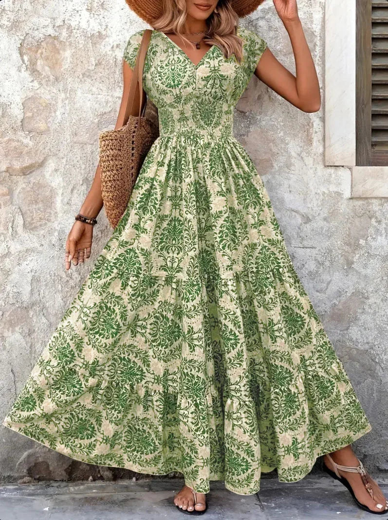 Women’s Vintage Floral Print Maxi Dress