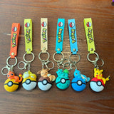 Pokémon Pokéball Schlüsselanhänger-Set mit Figuren – Pikachu, Evoli & Glumanda Schlüsselanhänger