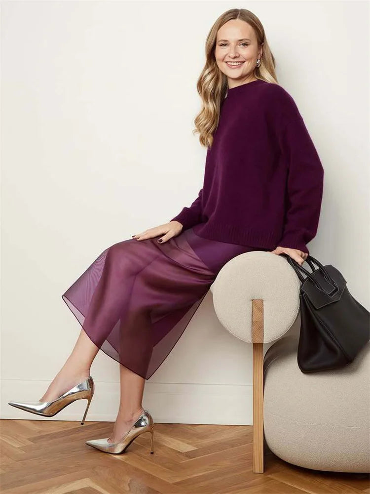 Summer See-Through High Waist Long Skirt – Women’s Slim Patchwork Maxi Skirt