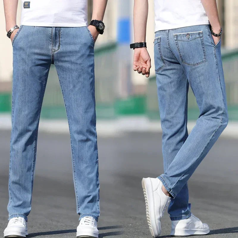 Herren-Loose-Fit-Jeans für den Sommer | Gerade geschnittene Jeans in Grau & Hellblau