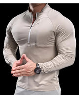 Herren schnelltrocknendes Langarm-Trainings-T-Shirt | Fitnessstudio-Lauf-Top
