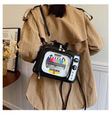 Lustige Retro-TV-Cartoon-Handtasche | Kreative transparente quadratische Tasche für Frauen