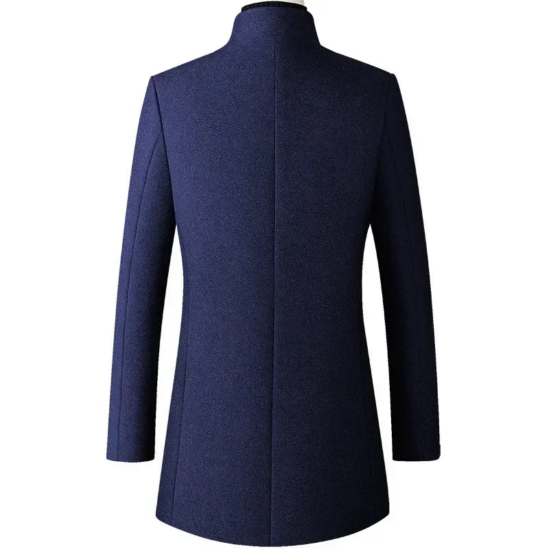 Herren koreanischer Mode Trenchcoat – Business Casual Stehkragen Langer Slim Fit Winter Windbreaker