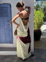 Damen Sexy Trägerloses Geblümtes Maxikleid – Rückenloses Sommerkleid mit Gürtel für den Urlaub