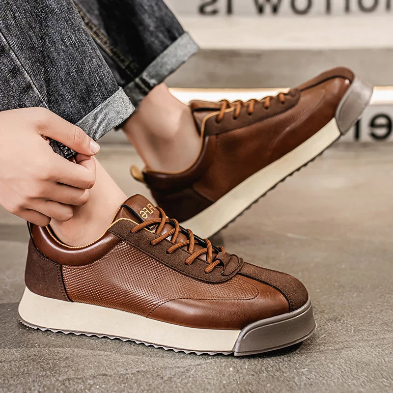 Herren Luxus-Sneaker – Atmungsaktive modische Laufschuhe, lässige Leder-Slipper