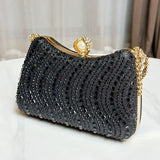 Die Vintage-Glimmer Abendtasche Feine Strass-Inlay Clutch