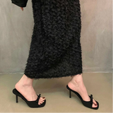 Designer Style Women’s Slippers – Fashion Butterfly-knot Open Toe Slides, Ladies High Heel
